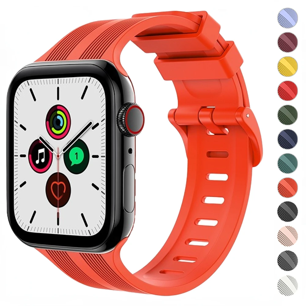 

Liquid Silicone Strap for Apple Watch Band 44mm 40mm 45mm 40mm 42mm 38mm Bracelet Correa iWatch Series 7 6 5 4 3 SE 8 Ultra 49mm