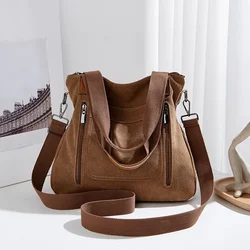 Winter Canvas Handbags Canvas Leather Shoulder Bag For Women Simple Large Capacity Multi-pocket Tote Crossbody Bags bolsa purses