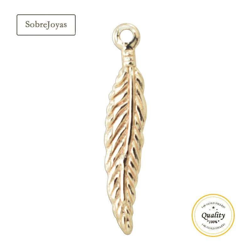 Feather Charm 14K Gold Filled Leaf Pendant Gold Feather Charm For Necklace Earring DIY Jewelry Findings Jewelry Accessories