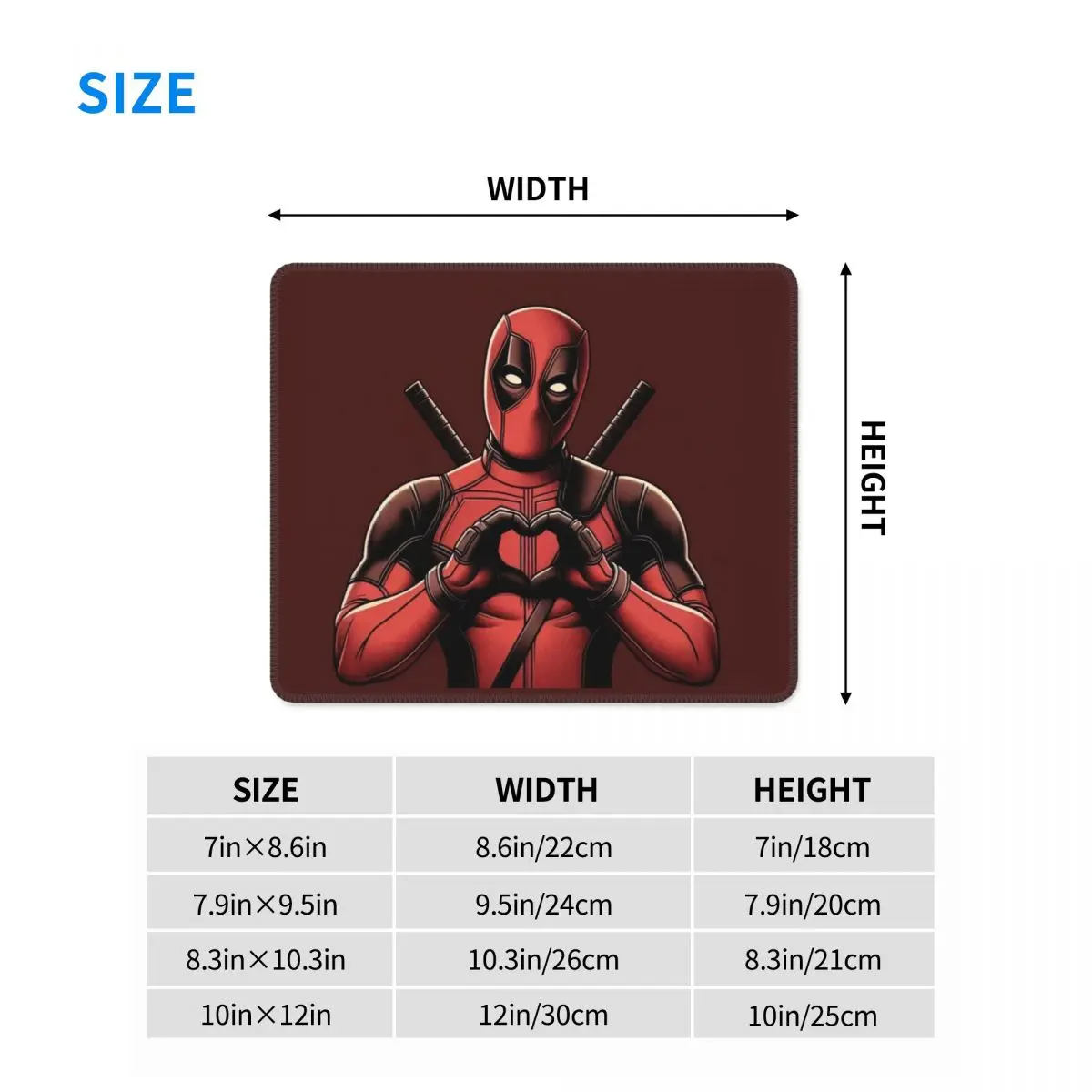 Alfombrillas de ratón personalizadas Deadpool Heart Love para ordenador portátil, alfombrilla de ratón impermeable con bordes cosidos, alfombrilla de goma antideslizante para jugador