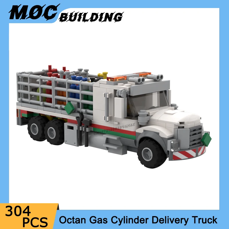 

MOC Building Blocks City Transport Vehicle Octan Gas Cylinder Delivery Truck Model DIY Creative Assemble Bricks Car Toys Gifts