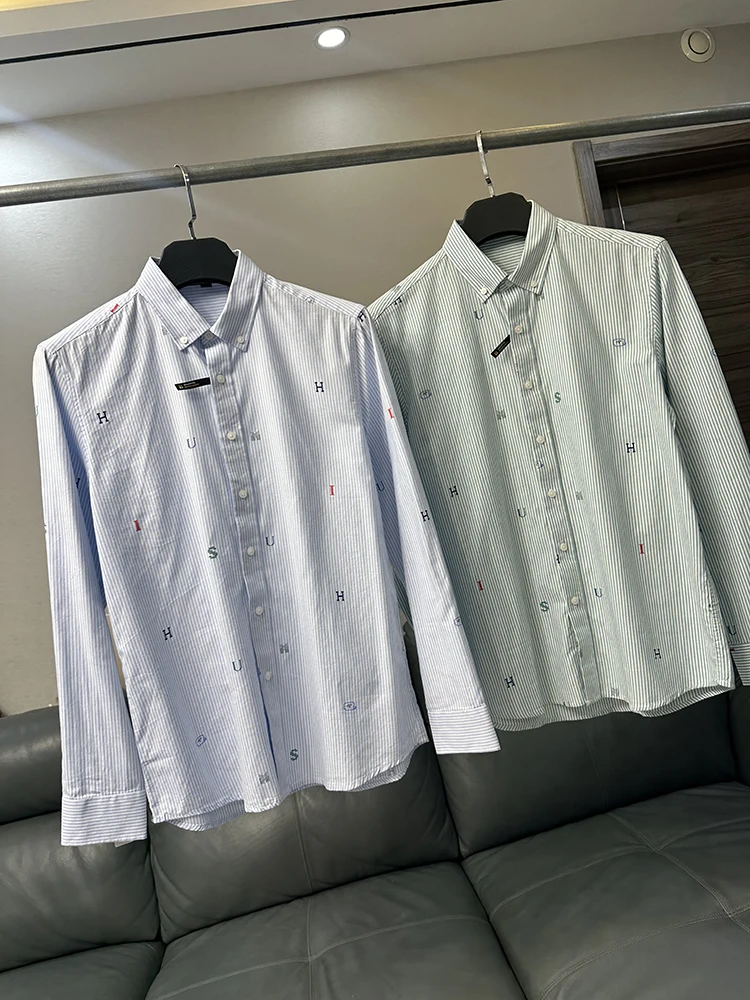 

High End Waed Pure Cotton Long Sve Men's irt Trendy Busin Casual Floral Print Collarl Breathable Comfortable Aut...