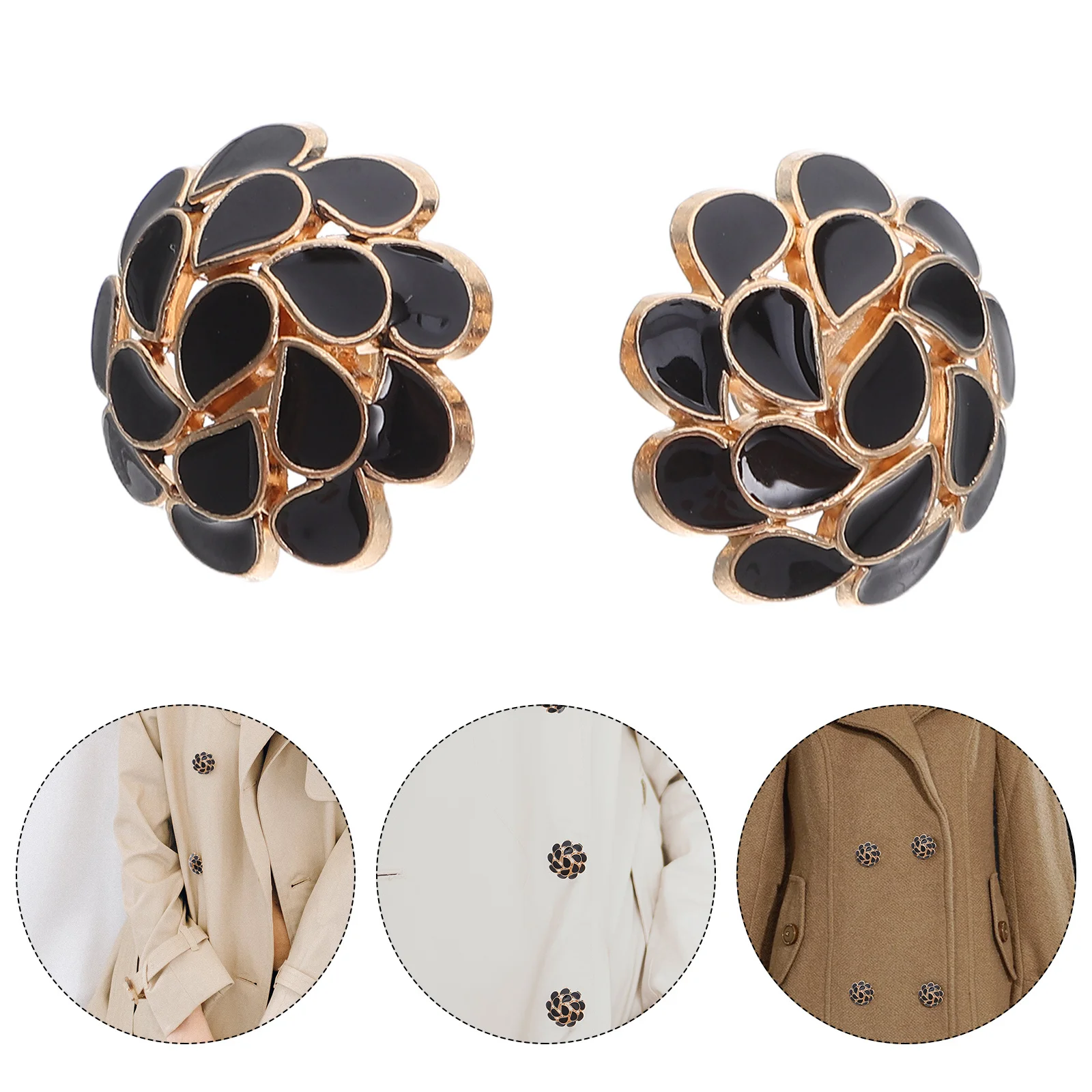 

30Pcs Vintage Flower Pattern Metal Round Button 20mm Floral Sewing Clothes Jacket Coat Dress Black Sewing Button