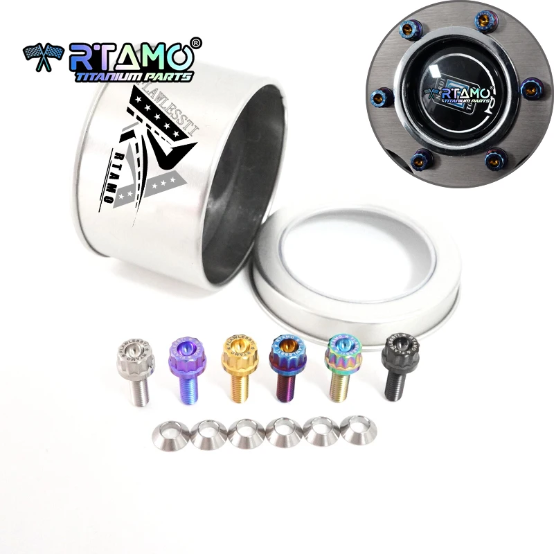 RTAMO Car Steering Wheel Bolts Anti-theft Titanium Screws M5X15/20 with Wrench for MoMo NARDI