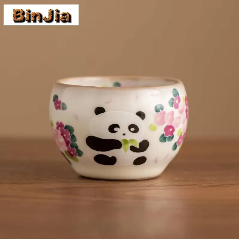 

2pc/set Exquisite Lard Frozen Ru Kiln Teacup Cute Panda Round Rong Master Cup Cartoon Tasting Tea Bowl Kung Fu Teaset 30ml