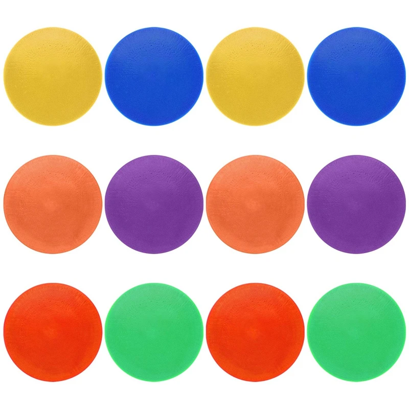 12Pcs Colored Spot Marker Non-Slip Agility Markers Flat Cones Dots For Football Basketball Training Dance Practice