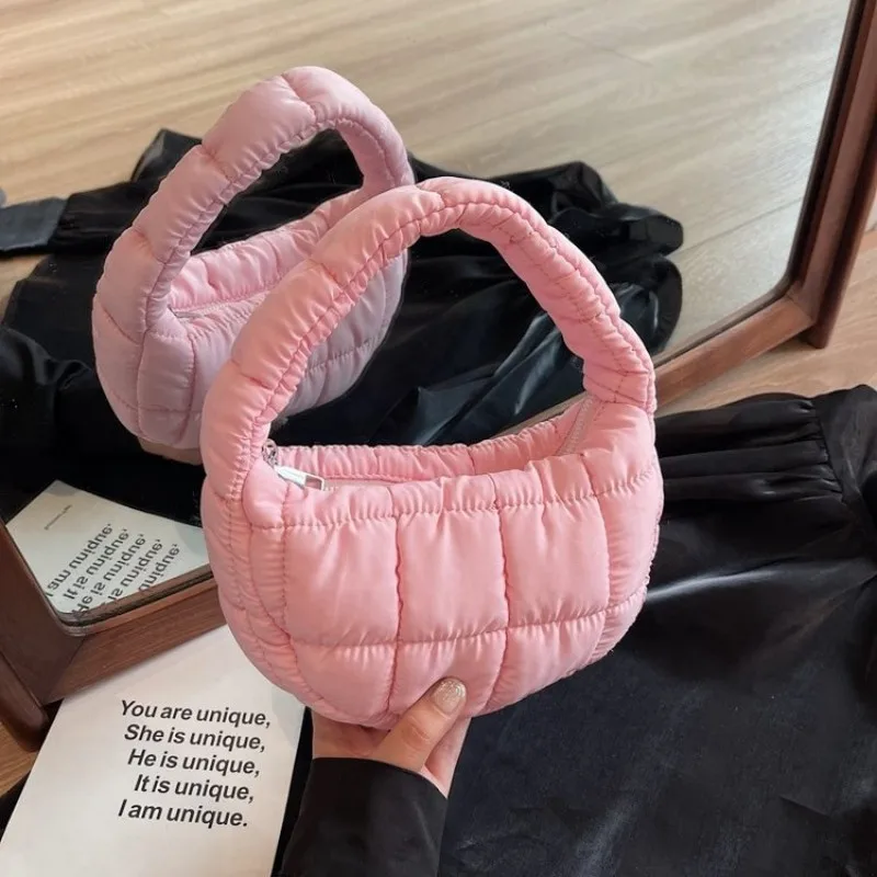 2026 Spring Edition Ruffled Cloud Pattern Women's Shoulder Bag,Handheld Down Jacket Bag, Mini Dumpling Bag, Fashion Underarm Bag