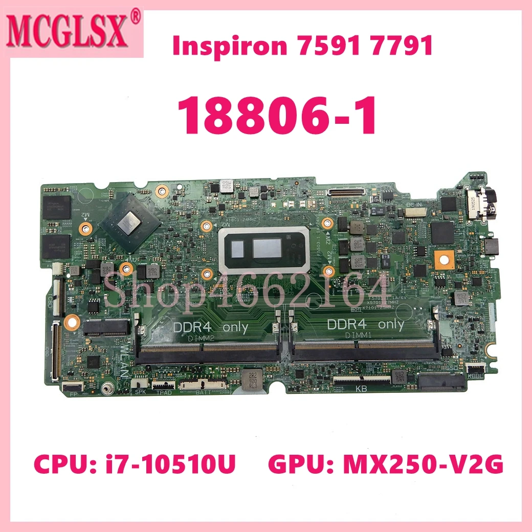 

18806-1 With i7-10510U CPU Notebook Mainboard For DELL Inspiron 7591 7791 Laptop Motherboard CN: 0850TM