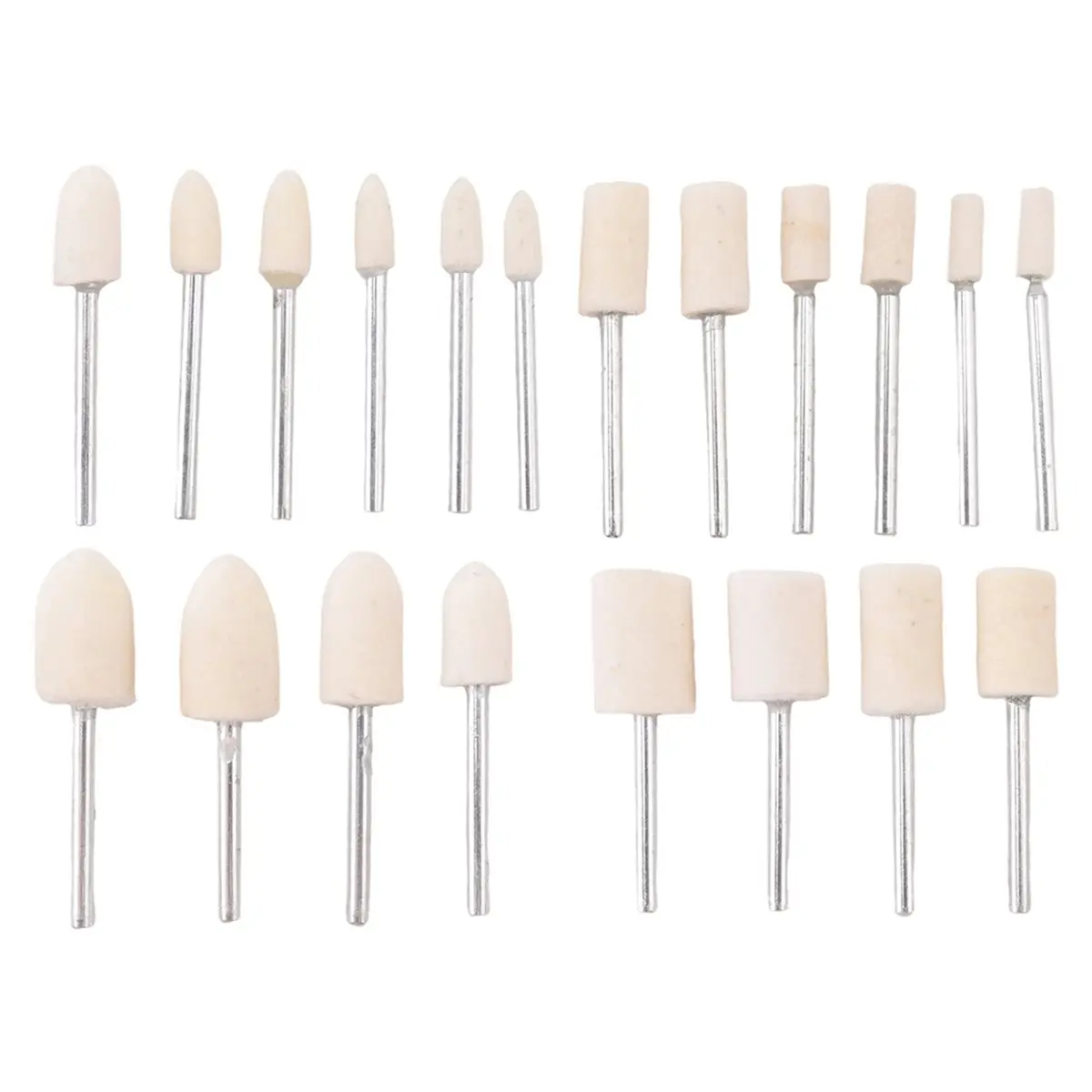 #08C 20Pcs Wool Felt Mandrel Buffing Bits Grinder Tool 1/8 Inch Shank,Electric grinding tool,(felt+metal)