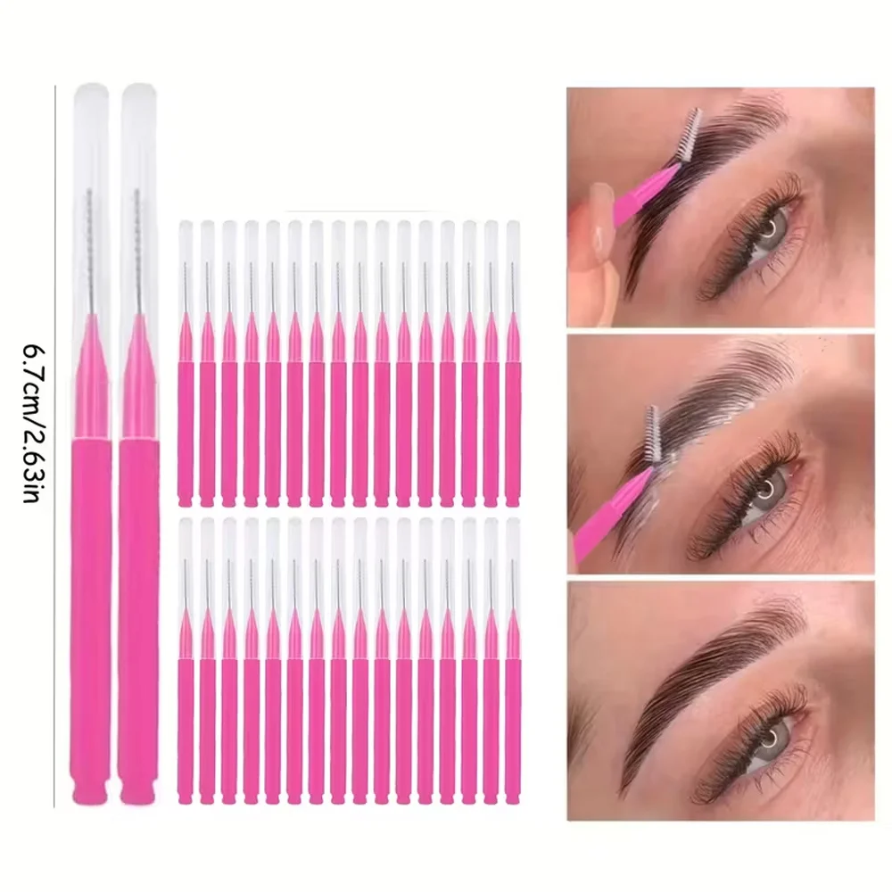 24Pcs Mini Disposable Eyebrow Brushes, Bendable Tiny Mascara Brush Heads, Makeup Tools, Eyelash Filling and Eyebrow Lifting Dyeing Tools, Extension Brushes