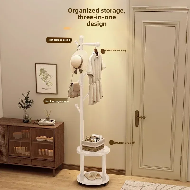 

Modern Bedside coat rack living room solid wood hanger double storage home floor hanger bedroom
