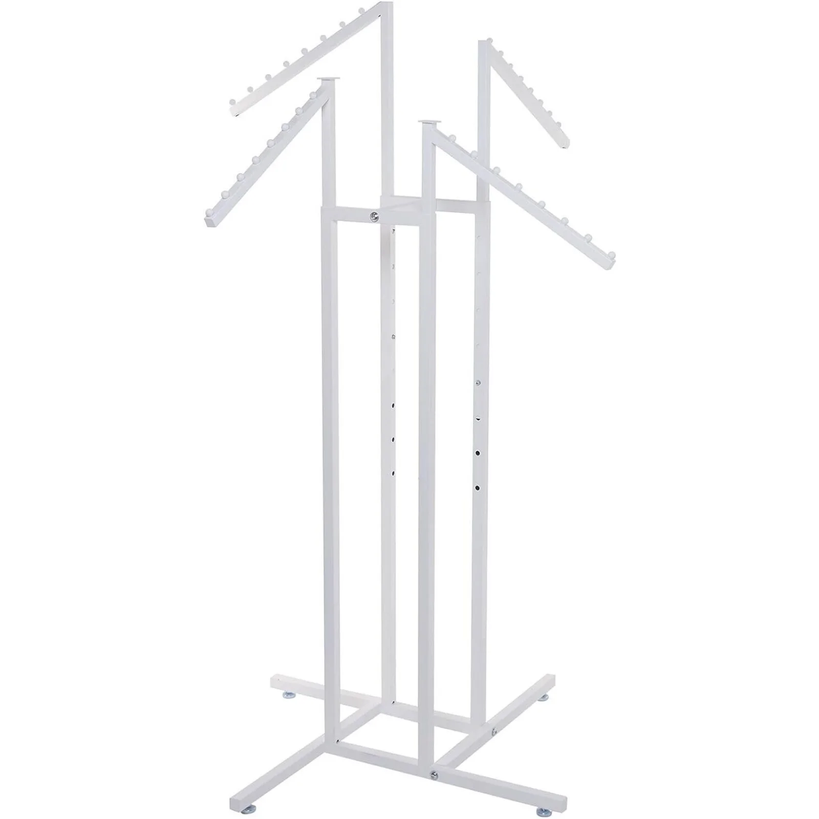 US 4-Way Clothing Rack White Slant Arm Garment Retail Display 48 - 72