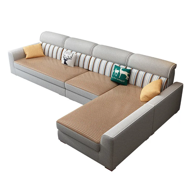 

Large apartment winter and summer dual-purpose technology fabric sofa, coffee table living room combination