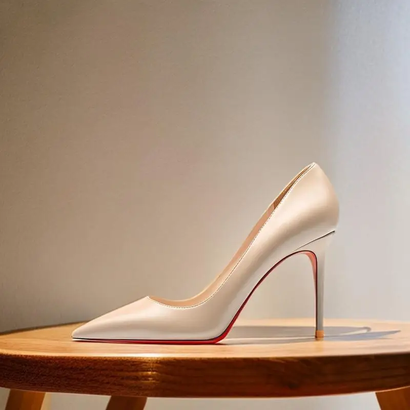Light nude black matte leather with pointed 12cm ultra-fine heel high heels, fashionable and versatile professional shoes