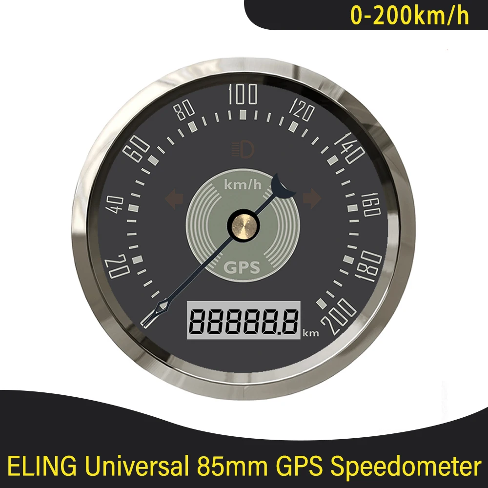 New 85mm GPS Speedometer 0-160km/h 0-220MPH Total Mileage Adjustable with Red Yellow Backlight for Car Yacht Universal 9-32V