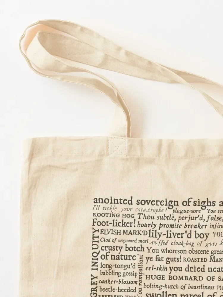 شكسبير انسالتس طبعة نصية سوداء (بواسطة التخريب) حمل حقيبة أكياس التسوق حقيبة قماش مخصصة قابلة للطي حقيبة يد نسائية #3
