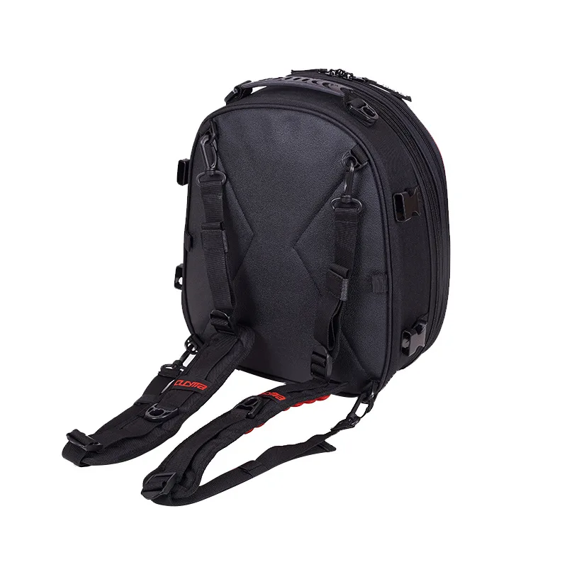 CUCYMA Motorcycle Tail Bag Expandable Hard Shell Rear Seat Backpack Large Capacity Helmet Luggage with Rain Cover