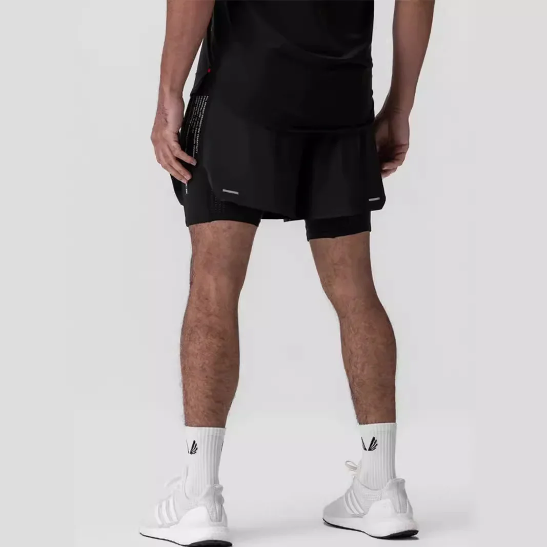 Men\'s 2 in 1 Gym Shorts Tights Sport Summer Quick Dry Jogger Basketball Short Pants Training Fitness Workout Running Bottoms