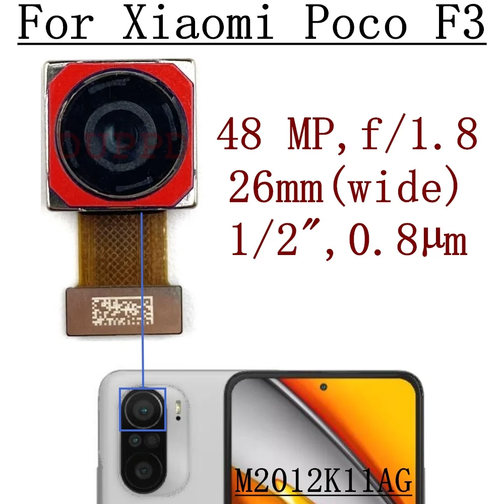 Rear Camera For Xiaomi Poco F2 Pro F3 F4 GT F3GT F4GT F5 Pro Back Facing Main Backside Camera Module Flex Repair Spare Parts