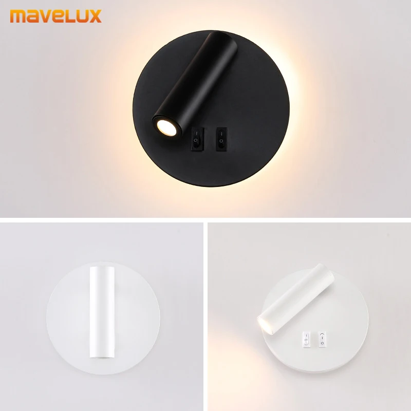 Applique murale LED rotative simple avec interrupteur, salon, salle d'étude, chambre à coucher, chevet, allée, couloir, lampes modernes, éclairage intérieur, nouveau