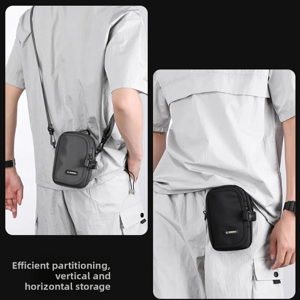 Single Shoulder Casual Men Crossbody Bag Large Capacity Multi-functional Small Shoulder Bag Multi-Pockets Square Wallet Hiking