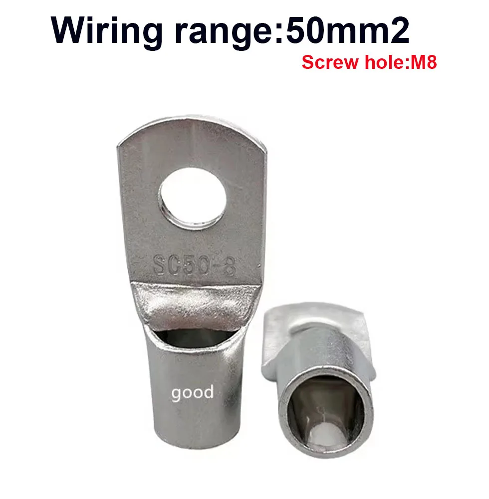 10PCS 20PCS 30pcs/Lot SC 50-8 50mm2 8mm Bolt Hole Tinned Copper Cable lugs Battery Terminals Brand New