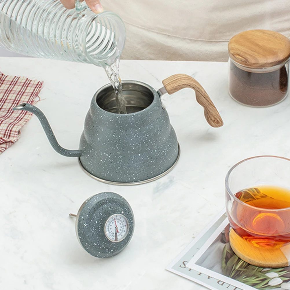 

1Pcs Thermometer Coffee Kettle Stainless Steel Hand Punch Narrow Spout Pot Healthy for Tea Coffee Lovers