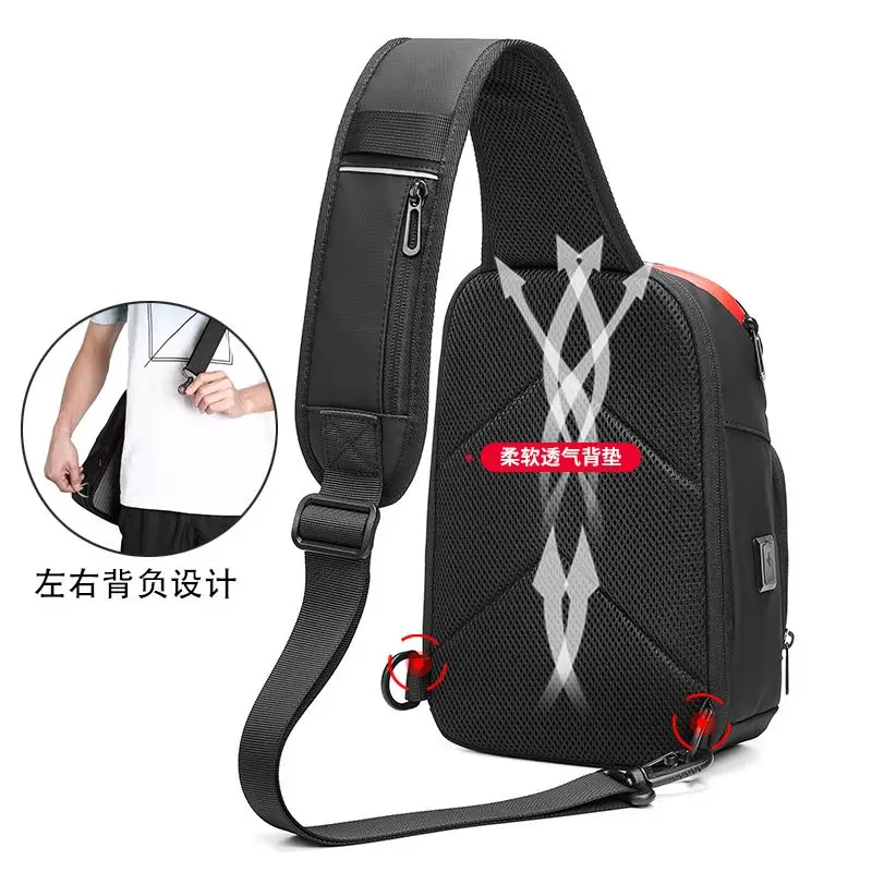 EURCOOL Multifunction Men Chest Bag for 9.7USB Backpack Charging Messenger Handbags Crossbody Shoulder Sling Male Bags Bolsas