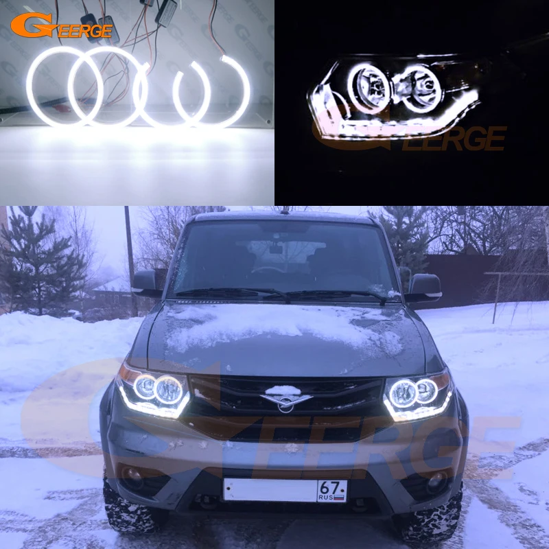 For Baijah Tulos UAZ Patriot 2007 - 2019 Excellent Ultra Bright COB Led Angel Eyes Kit Halo Rings Day Light