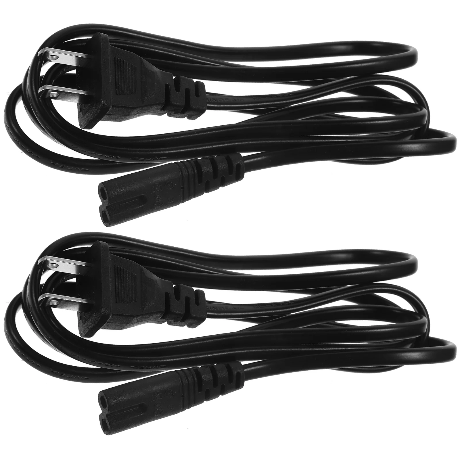 

2pcs Us Plug Power 2 Flat Prongs Reusable Long Extension Cord For Low Power Appliances Safe Durable Rubber Cable Replacement For