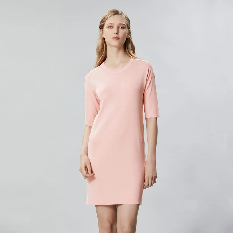 

Soft Mist Pink Knitted Stripe Decorative ort Sve Dr Высокая талия H-Sle Весна Лето Осень Китайский Sle Dr