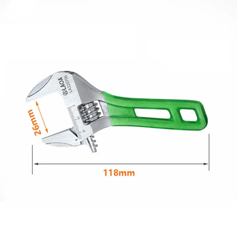 Ajustável Mini Chave Macaco, Chave Curta Handle, Material HCS, Escala Laser, Borracha Chave Envolvido, 6\
