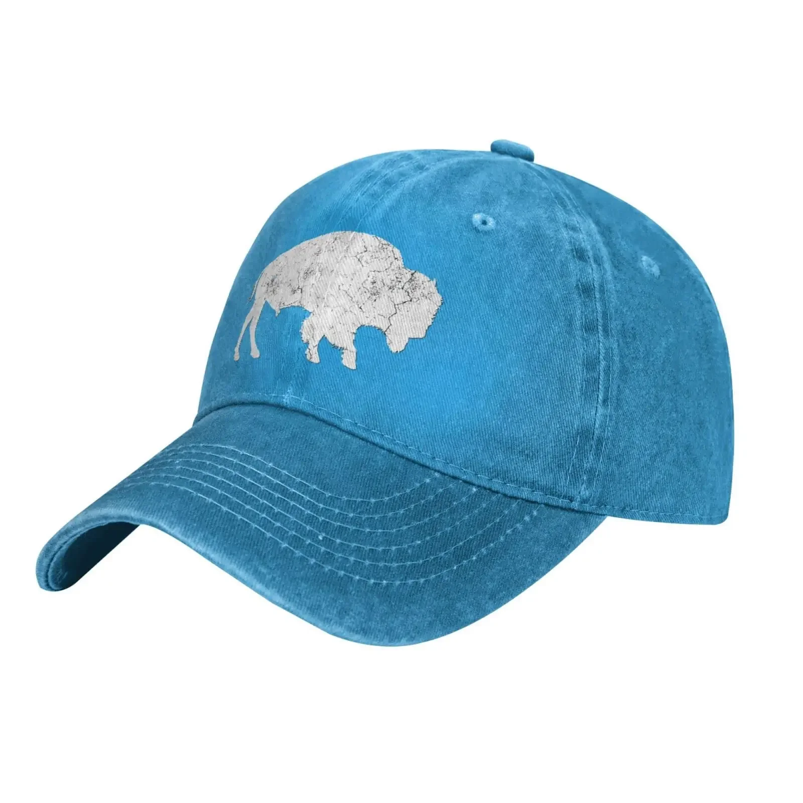 Distressed Buffalo Retro Bison Animal Lover Gifts Cowboy Hat Trucker Hat Baseball Hat Snapback Golf Hat Summer Hats
