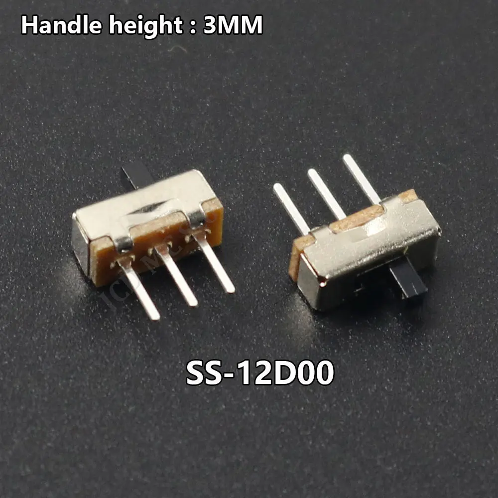 

20/50/100PCS/Lot SS-12D00 Toggle Switch DIP Slide Switch 3Pins SS12D00G3 The Power Switch Hand Shank 3MM