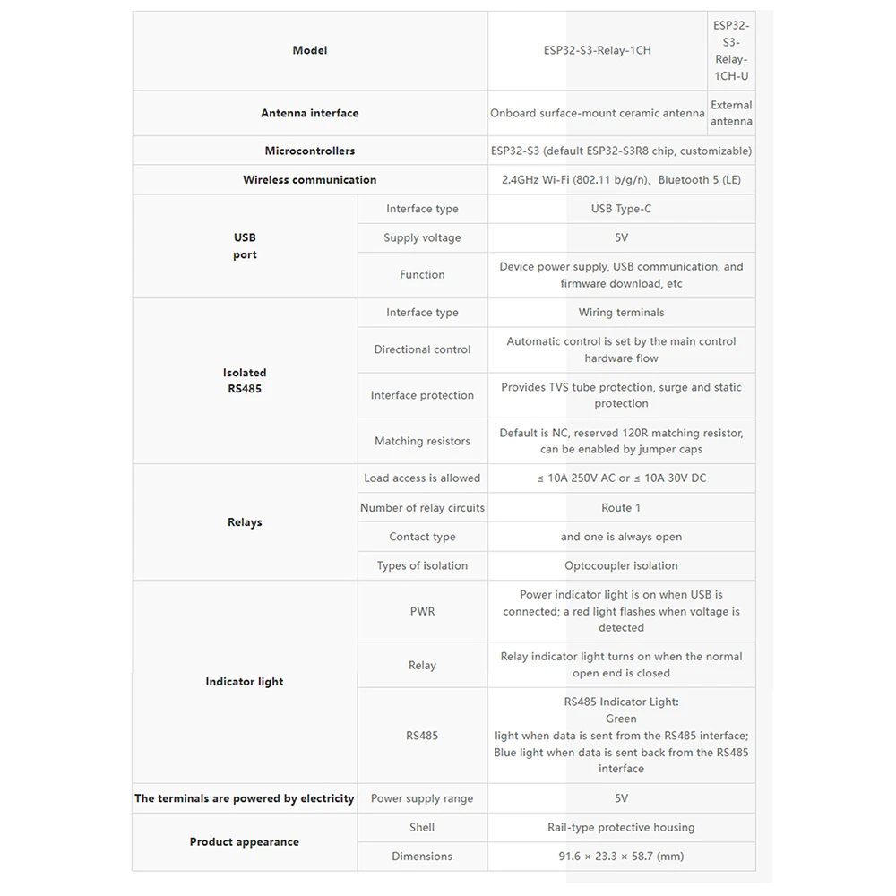Waveshare ESP32-S3 1-Kanal-Relaismodul mit 2,4G WiFi 5.0 Bluetooth RS485 Dual Core 240MHz Industrielles DIN-Schienengehäuse mit RTC-Uhr – Detail 23