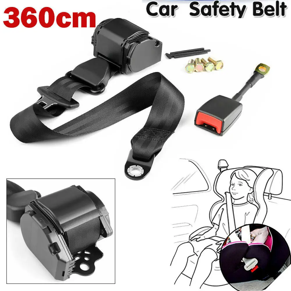 Universal 3 Point Inertia Seat Belts Retractable Car Safety Webbing Buckle