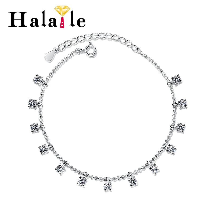 

Браслет-цепочка Halaile D цвета с муассанитом из стерлингового серебра S925 с ювелирными украшениями GRA, женский элегантный изящный подарок на день рождения