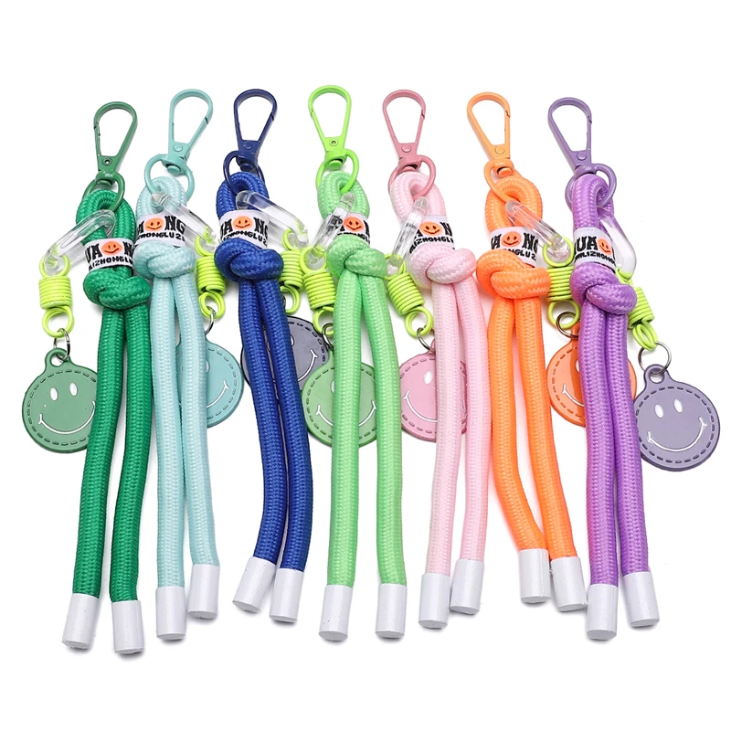 Lächelndes Gesicht, handgewebtes Schlüsselband, Handy-Charm, Riemen, Rucksack, Schultasche, Schlüsselanhänger, bunt, einfacher Schlüsselanhänger, Anhänger, Zubehör, Geschenk
