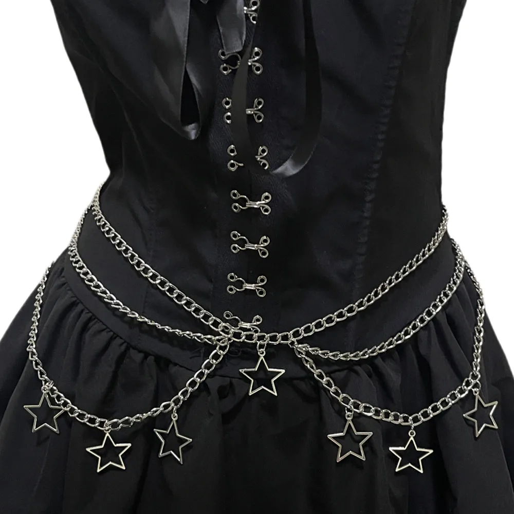 

Stainless Steel Multi-Layer Star Waist Belt Chain Gothic Punk Hip Hop Pants Chain Accessories for Women Men Y2K Fashion Jew