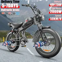 Emoko-C93 UK stock 2000W dual motor 48V20AH capacity battery 20 * 4.0-inch fat tire hydraulic brake mountain electric bicycle