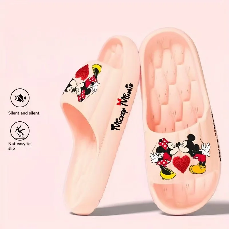 

2026 summer new Mickey Minnie Mouse Comfortable Cool couple man plus big size girls black white pink women fashion slippers