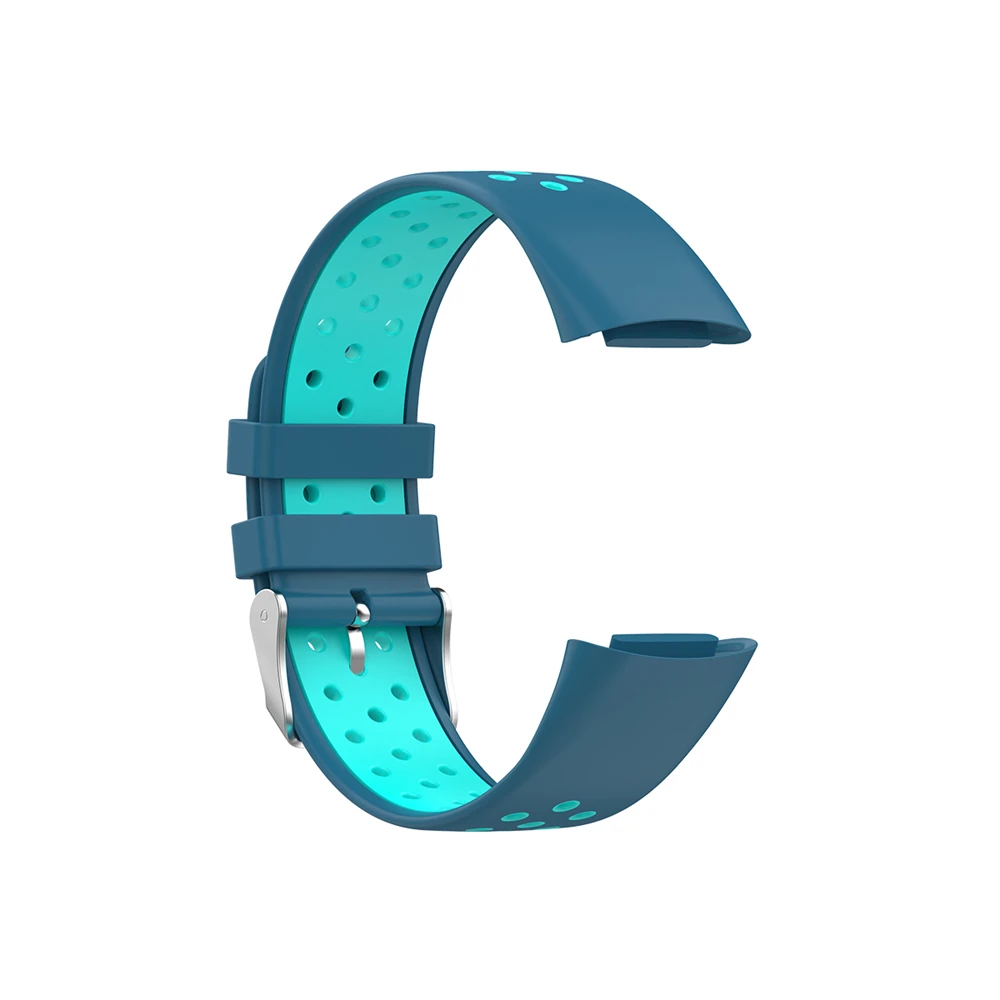 Pulseira de pulseira para Fitbit Charge 6 5, relógio inteligente, cor dupla, design de fivela de metal esportivo, pulseira, silicone premium