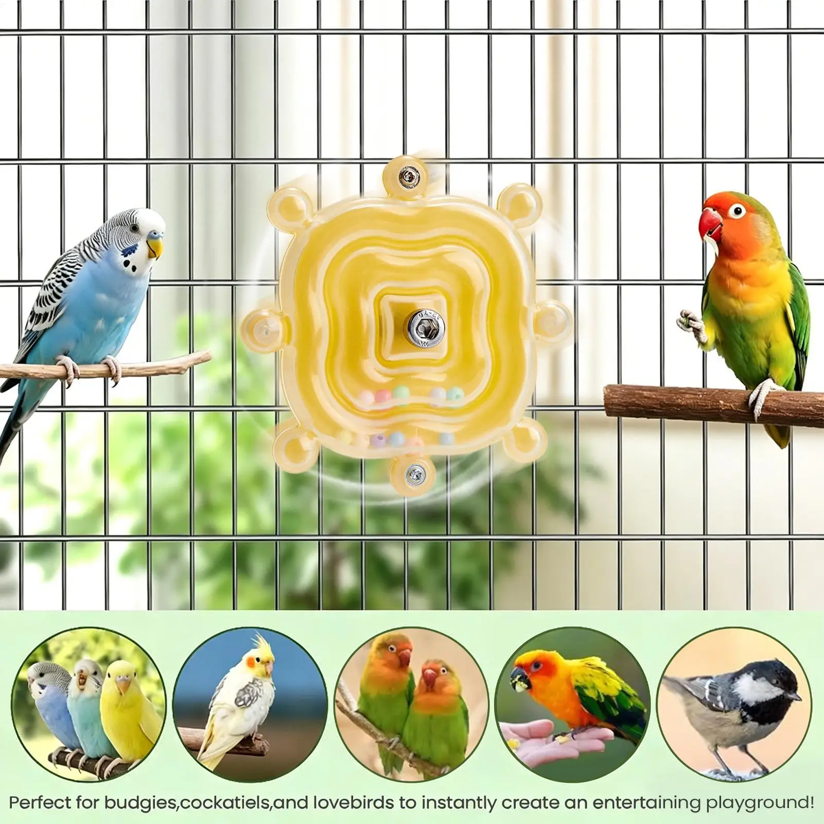 Parrot Colorful Bead Rotary Wheel Toy Boredom Relief Windmill Birdcage Accessory Lovebirds Finches Training Home Supply