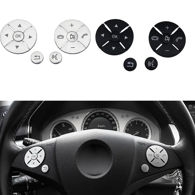 Chrome Car Steering Wheel Button Switch Trim Cover Sticker Fit For Mercedes Benz C E S Class W204 W212 W221 GLK X204 C200 C250