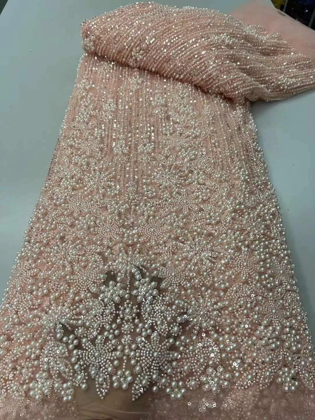 Новое сетчатое кружево ручной работы с бахромой и бисером с пайетками для свадебного женского платья, довольно популярное, супервысочайшее качество, роскошная ткань