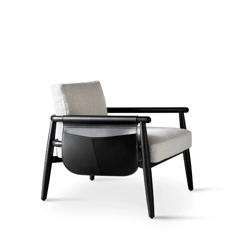 Medieval solid wood sofa chair, leather comfortable furniture, ash wood single chair, starting from two pieces