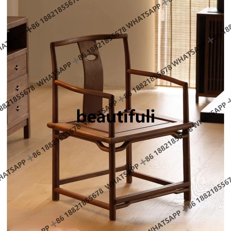 

Black walnut solid wood chair tea room high back armchair