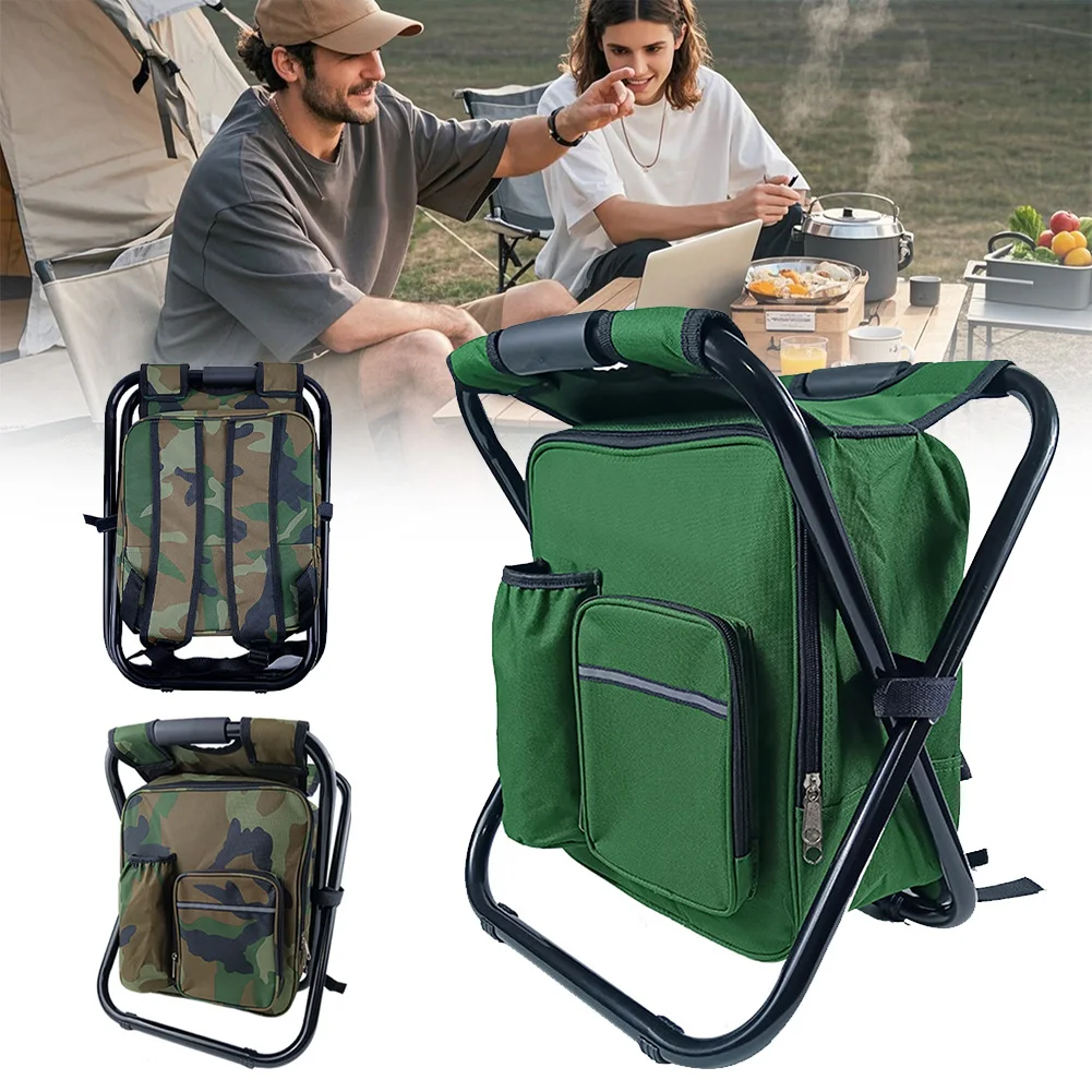 Folding Backpack Chair,Multifunctional Fishing Stool,Portable Ice Bag Chair,Outdoor Ice Bag Stool,Large Capacity Camping Stool