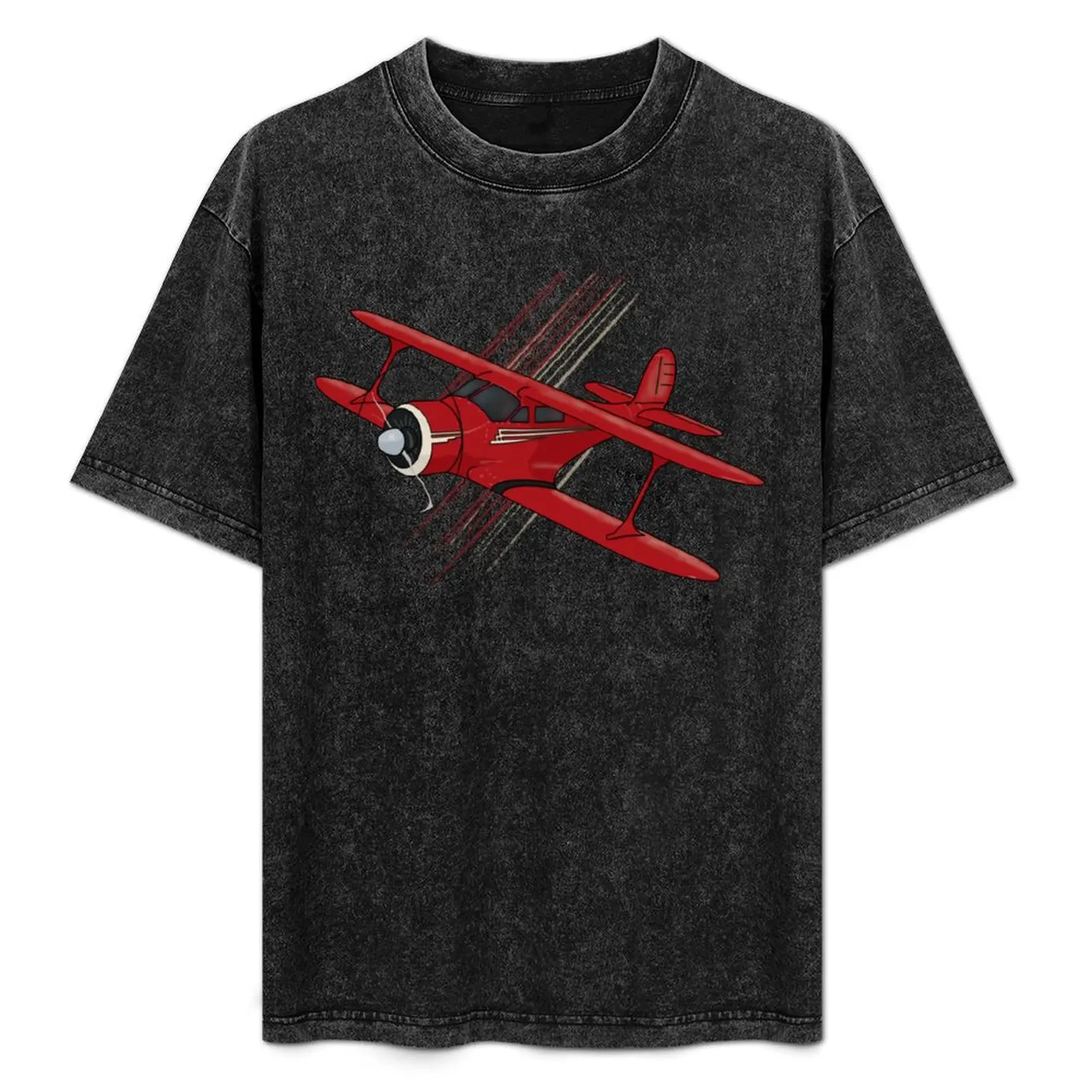 

Beechcraft Staggerwing Red and White T-Shirt All Match Print Short Sleeve Top