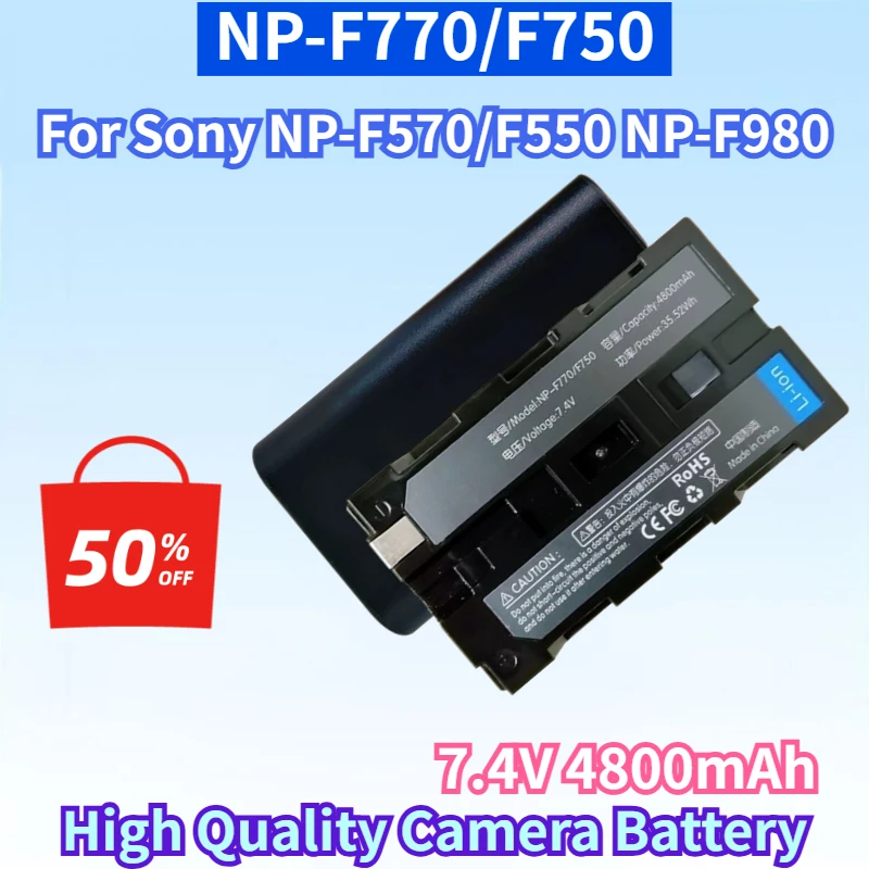 New NP-F770/F750 7.4V 4800mAh Li-ion Rechargeable Battery for Sony NP-F570/F550 NP-F970/F960 NP-F980 High Quality Camera Battery